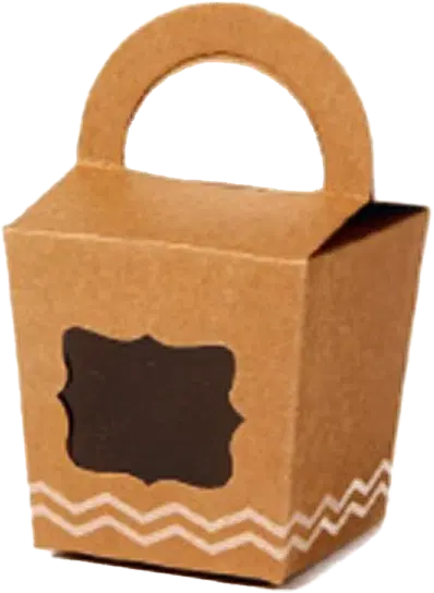 Small light brown cardboard box with curved handle