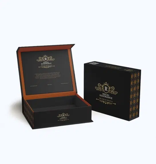 Two identical light brown cardboard boxes with clear plastic windows