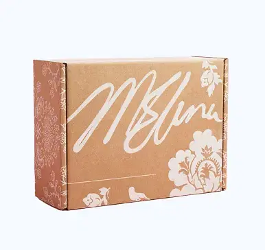 Custom-branded shipping box with Melina branding
