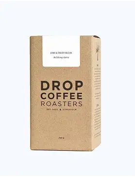 Light brown cardboard box with DROP COFFEE ROASTERS branding