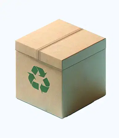 Eco-friendly cardboard box with recycling symbol