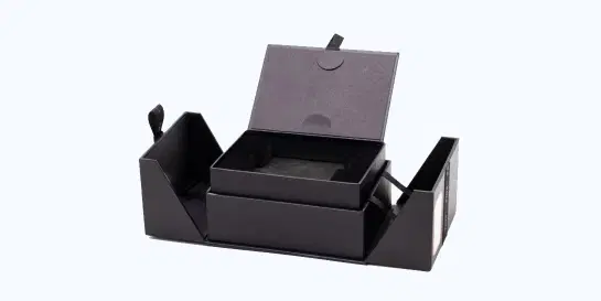 Small light brown cardboard box with curved handle